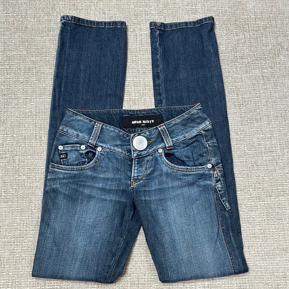 MISS SIXTY Vintage Big Button Low Rise Denim Jeans Size 29